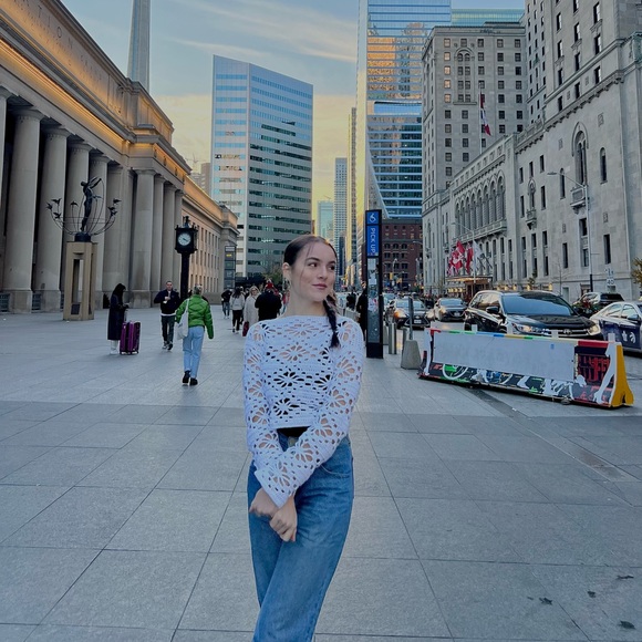 Handmade Crochet Flower Sweater - Picture 3 of 3